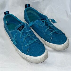 Sperry Teal Canvas Sneakers with White Soles